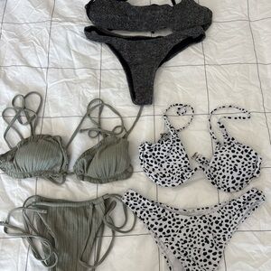 Women’s Olive Green Ribbed Tie-Side Bikini Top - Unbranded